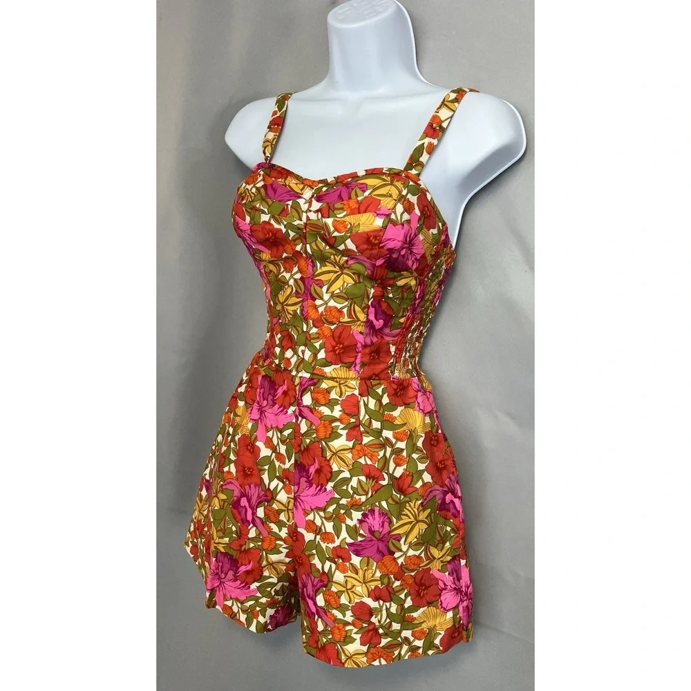 VTG Kahala Hawaii Hawaiian Romper Playsuit BATHING‎ SUIT Floral Y2K USA